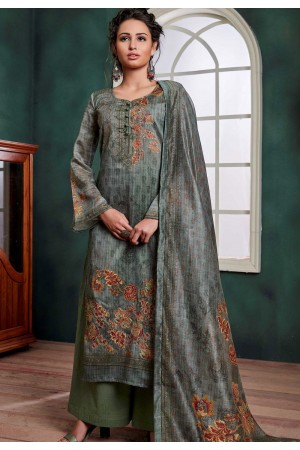 grey chanderi digital printed palazzo suit 1072