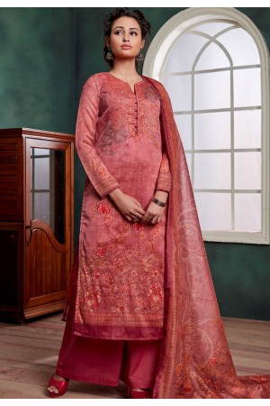 pink chanderi digital printed palazzo suit 1075