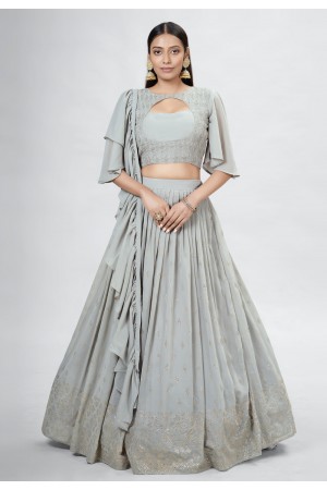 Georgette a line lehenga choli in Grey colour DRS11008