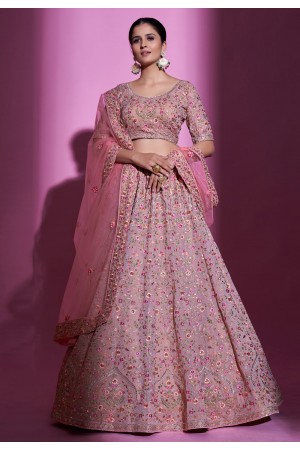 Georgette a line lehenga choli in Pink colour 34001