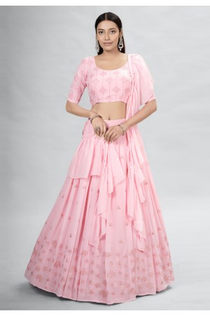 Georgette a line lehenga choli in Pink colour DRS10006