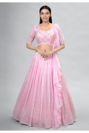 Georgette a line lehenga choli in Pink colour DRS10009