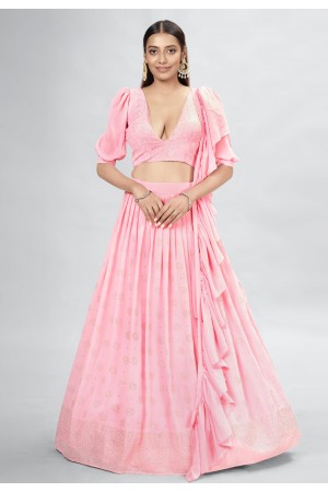 Georgette a line lehenga choli in Pink colour DRS11009