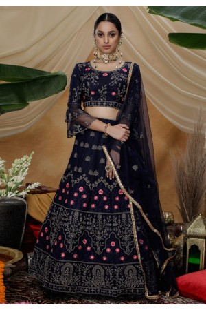 Navy blue net circular lehenga choli 1332