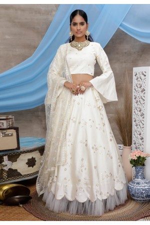 Off white art silk circular lehenga choli 1303