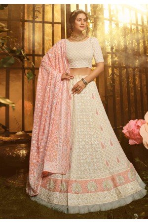 Off white georgette circular lehenga choli 3905