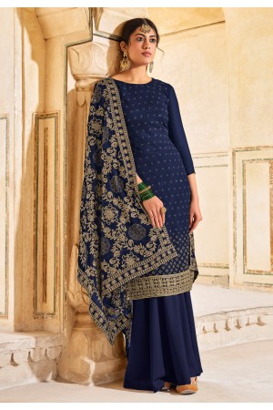 Navy blue georgette palazzo suit 973
