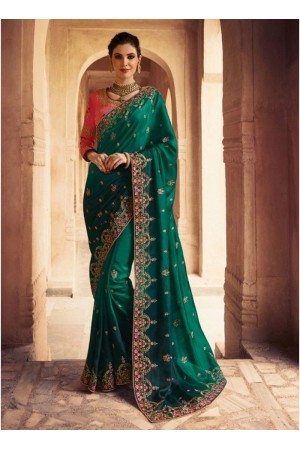 Green Barfi silk Indian Designer Saree