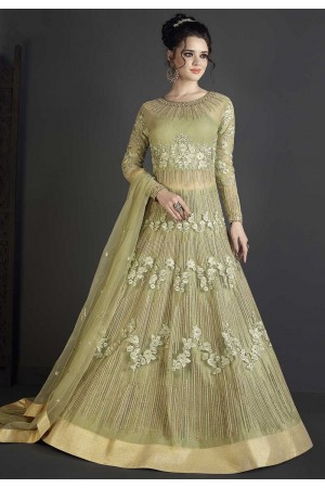 Fresh green net wedding ghagra choli style 10006