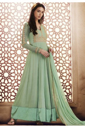 Green georgette straight cut salwar 1040B