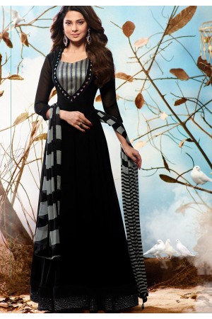 Jennifer Winget Black georgette party wear anarkali 1123