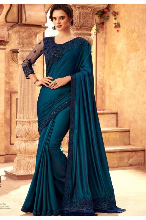 blue art silk bordered saree 24018