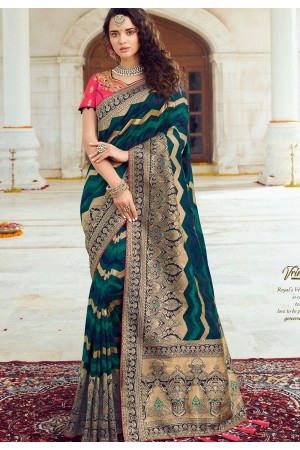 blue pink art silk traditional saree 10032