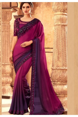 dark pink art silk bordered saree 24017