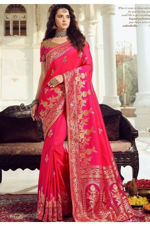 rani pink art silk traditional saree 10034