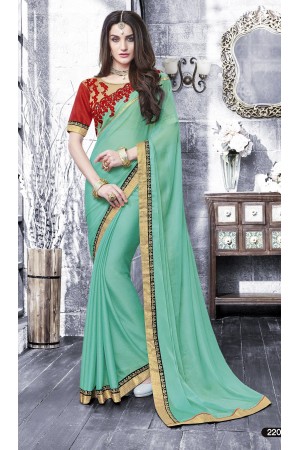 Party-wear-Mint-Green-color-saree