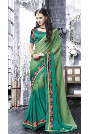 Party-wear-Multi-Green-color-saree