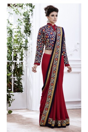 Party-wear-Red9-color-saree