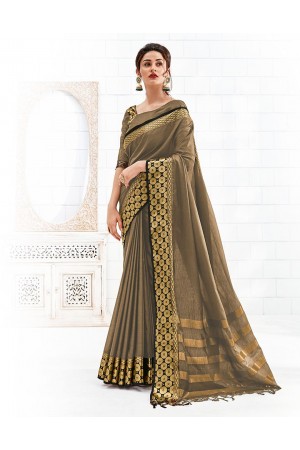 Bavitha Duskin Beige Festive Wear Cotton Saree