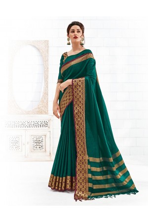 Bavitha Tender Green Festive Wear Cotton Saree