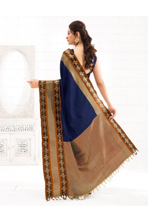 Chaitra Symphony Blue Festive Wear Cotton Saree