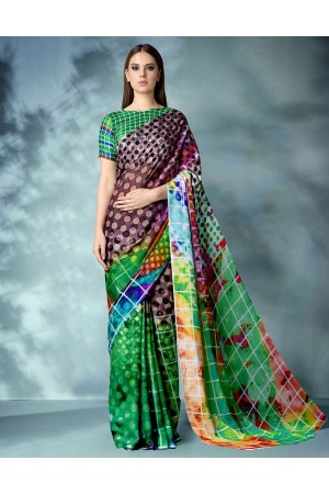 Inara Digital Printed Lush Green Saree