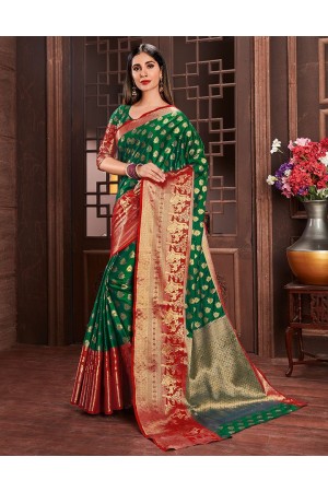Ziana Tender Green Party Wear Cotton Saree