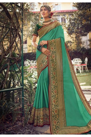 Light green silk party wear saree 6404