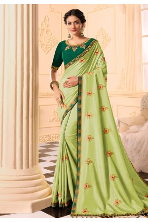 Light green silk saree with blouse 320