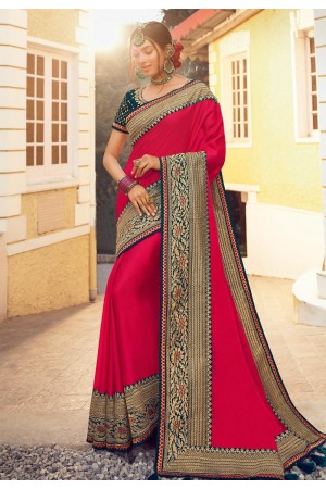 Magenta silk festival wear saree 6409