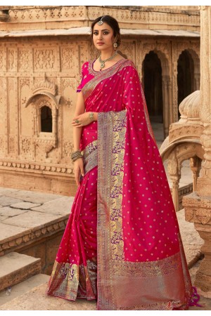 Magenta silk saree with blouse 13340