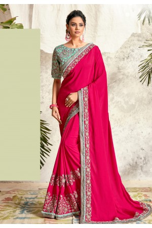 Pink crepe silk festival wear saree 21006