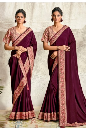 Purple crepe silk party wear saree 21013