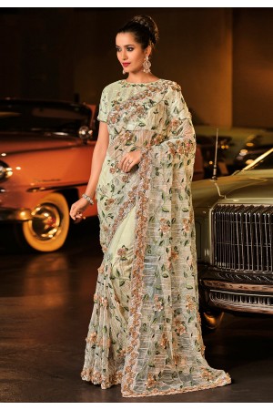 Cream silk saree with blouse 6005