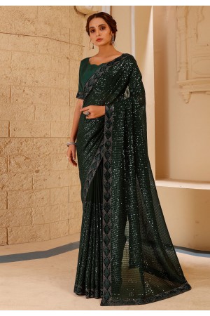 Green georgette saree with blouse 381B