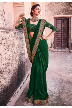 Green organza saree with blouse 21013