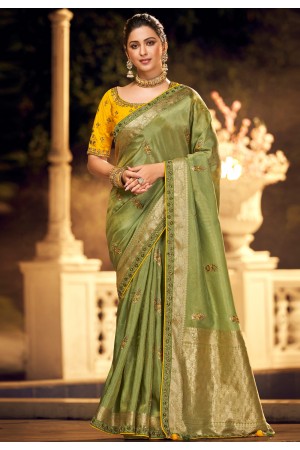 Light green silk festival wear saree 1504