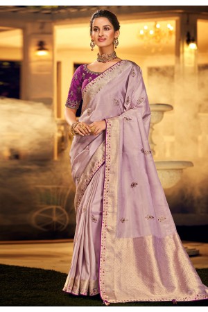 Light purple silk saree with blouse 1503