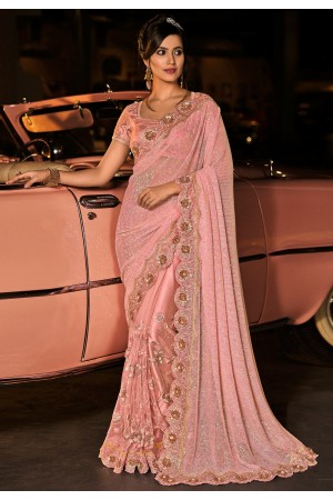 Pink silk festival wear saree 6002