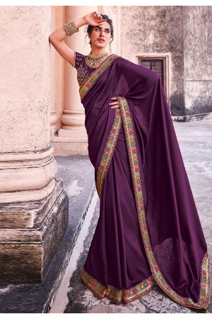 Purple organza festival wear saree 21002