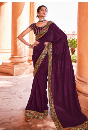 Purple organza saree with blouse 21007