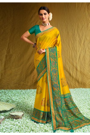 Yellow brasso saree with blouse 1007
