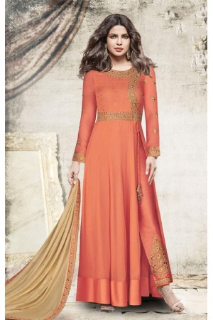 Priyanka chopra orange color slit open suit 5198