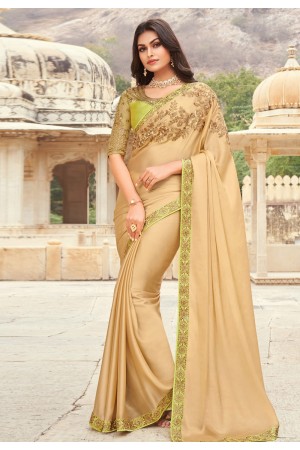 Beige chiffon saree with blouse 803