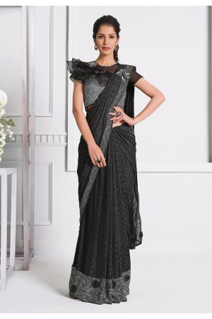 Black lycra designer saree 21517