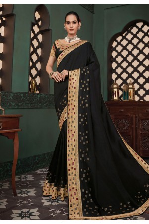 Black silk saree with blouse 117918