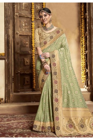 Green silk festival wear saree 118691