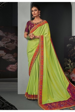 Green silk saree with blouse 120258