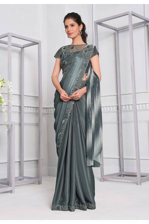 Grey silk saree with blouse 21504