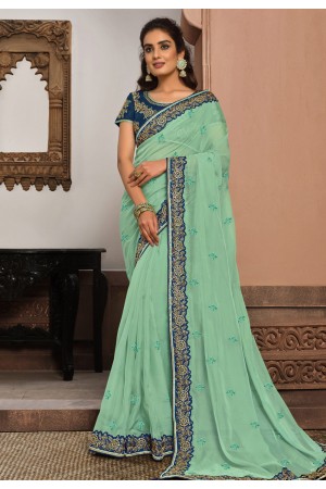 Light green tissue saree with blouse 21408